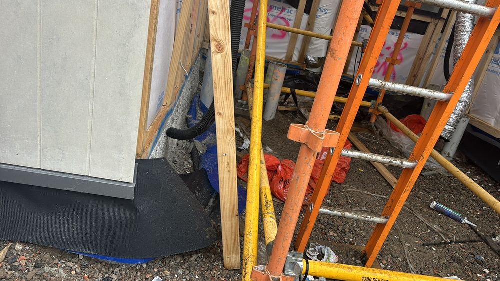 Physical termite barrier disturbed by later work and needing to be put back, Beveridge