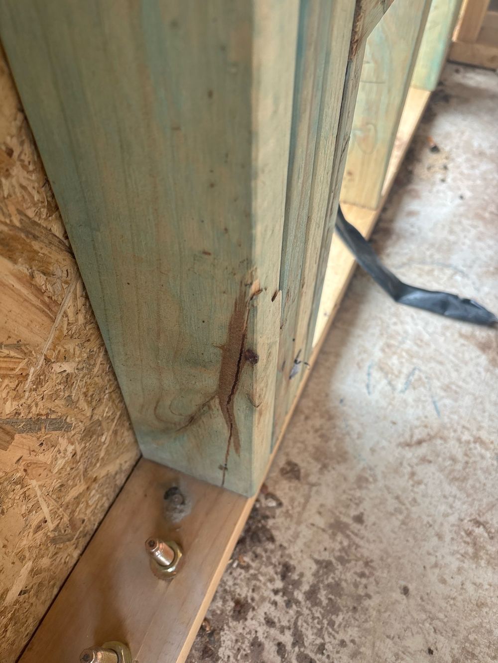 Damaged studs and plates that need replacing or laminating to carry load, Beveridge