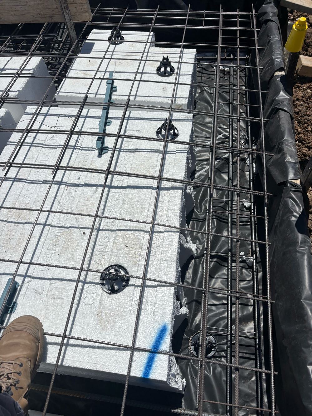 Reinforcement sitting without bar chairs, so it would end up too low in the concrete, Beveridge