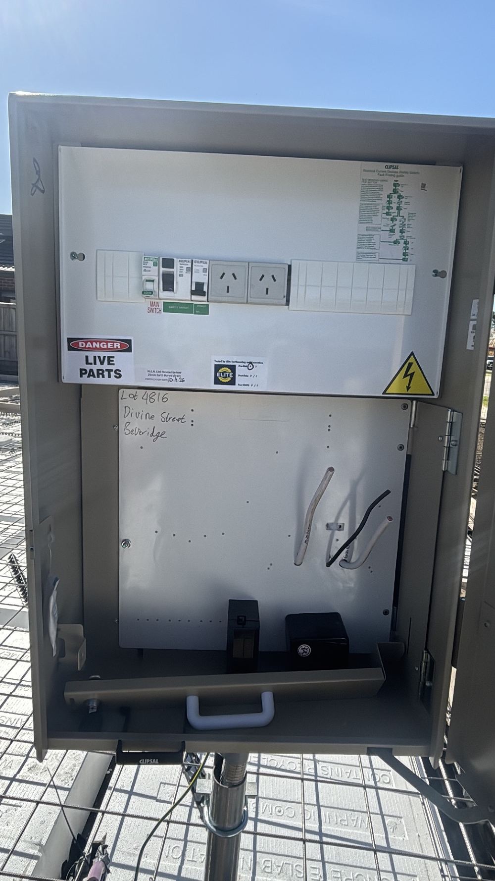 No termite management notice in the meter box when the slab was checked, Beveridge